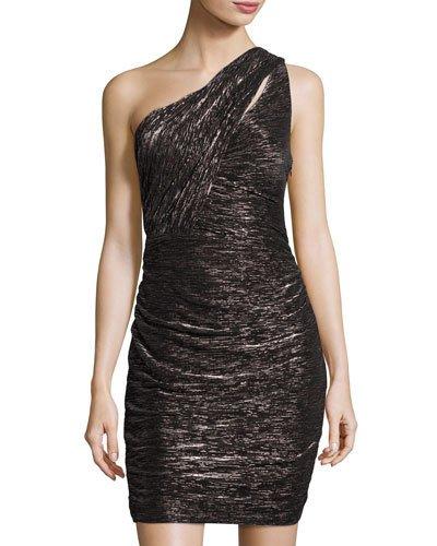 Alexis One-shoulder Side-ruched Dress, Black