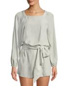 Jaycee Long-sleeve Tie-waist Romper