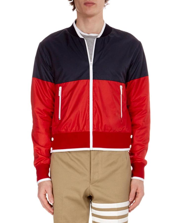 Men's Bi-color Zip-front Bomber Jacket