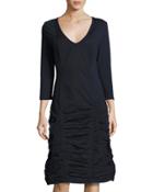 Fleur 3/4-sleeve Ruched Dress