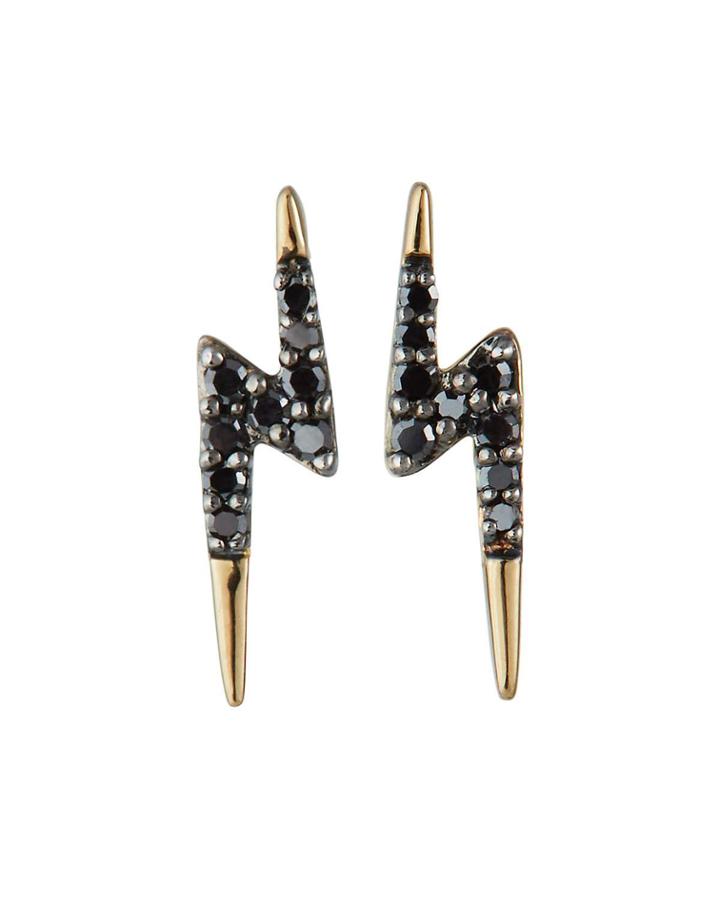 Tiny Pave Lightning Bolt Earrings