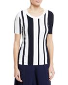 Striped Scoop-neck Pullover Top