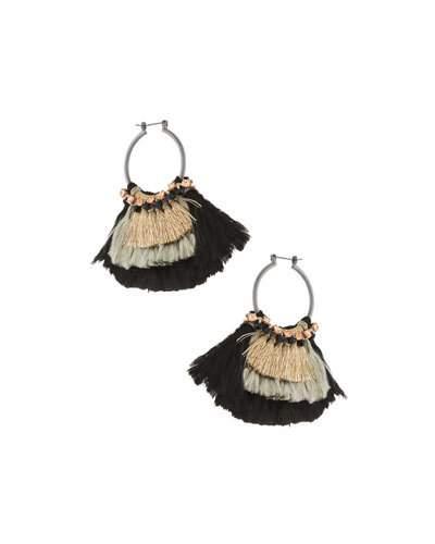 Two-tone Tassel Hoop Earrings