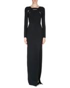 Bermuda Crepe Cutout Gown, Black