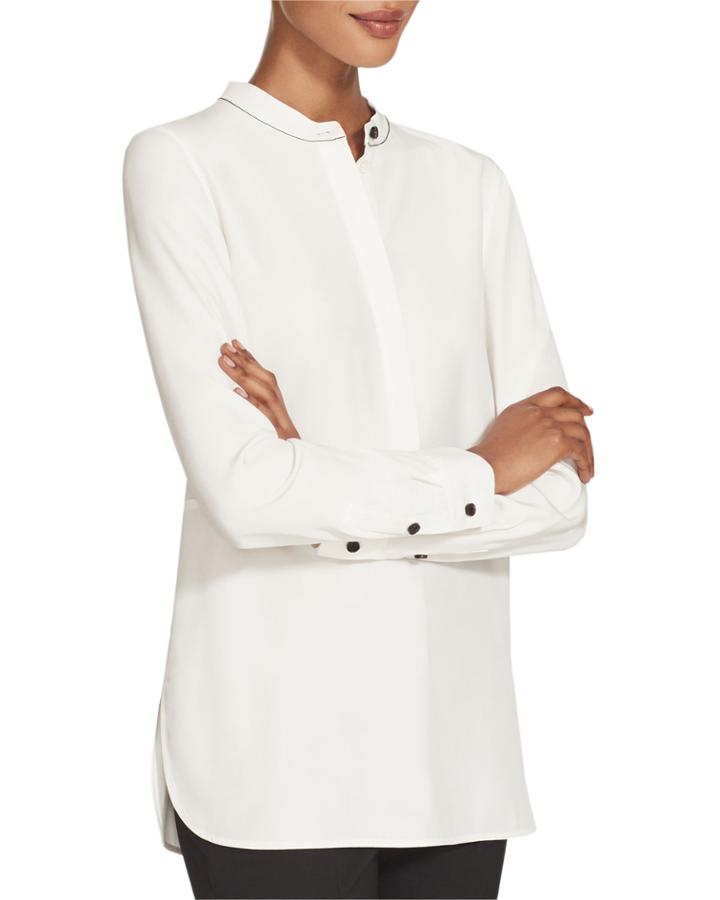 Dree Matte Silk Long-sleeve Blouse