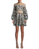 Diana Lattice Mesh-yoke Floral Dress