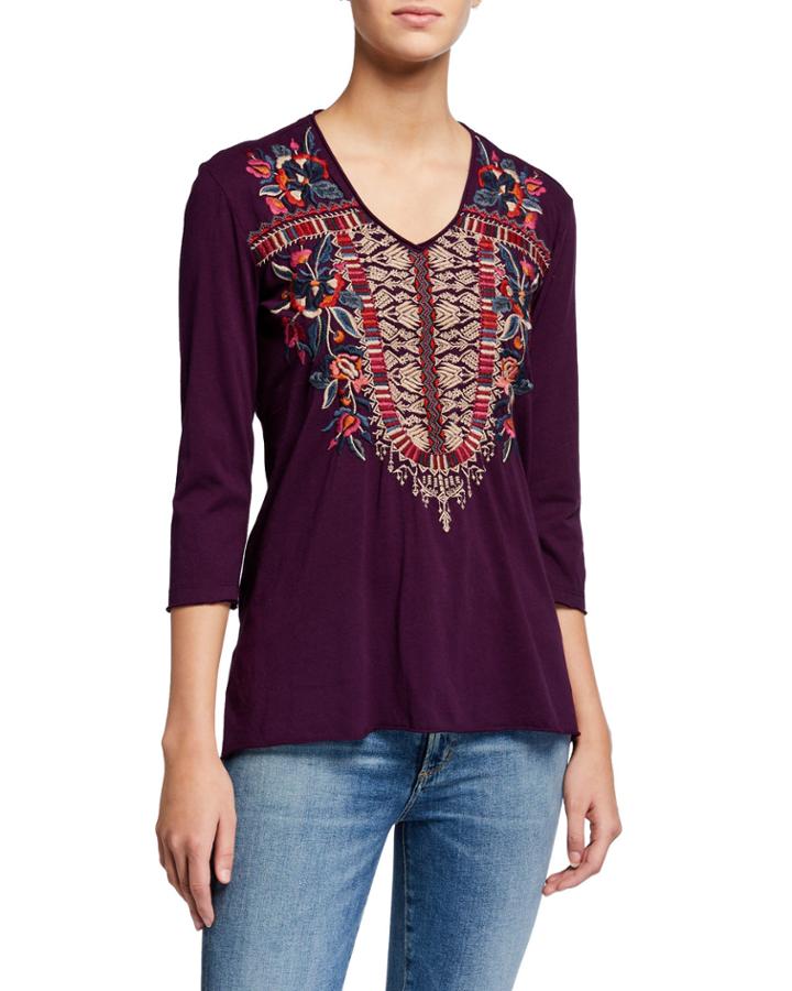 Claude 3/4 Knit Drape Top