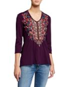Claude 3/4 Knit Drape Top