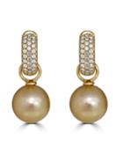 18k Gold Detachable Golden Pearl & Diamond Hoop Earrings