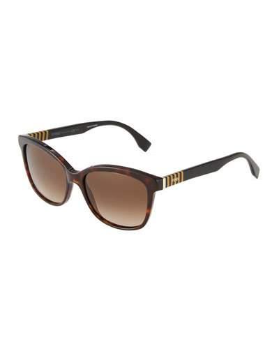 Pequin Striped-temple Sunglasses, Havana
