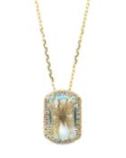 14k Gold Diamond & Topaz Barrel Pendant Necklace