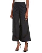 Viola Lace-trimmed Wide-leg Cropped Pants