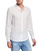 Men's Linen Button Front Sport Shirt Without Pocket