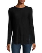 Long-sleeve Fringe-hem