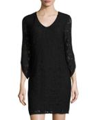 Lace-overlay Sheath Dress, Black