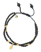 Spinel Beaded Bracelet W/ Hamsa Charm, Black