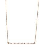 14k Rose Gold Large White Topaz Bar Necklace