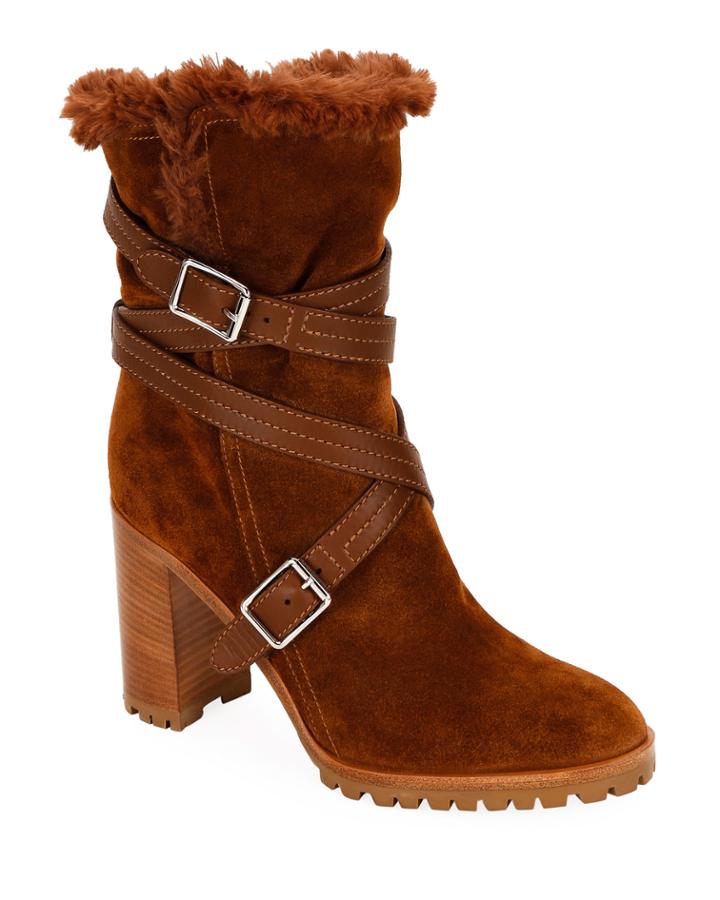Suede Eco Buckle Ankle Boots
