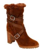 Suede Eco Buckle Ankle Boots