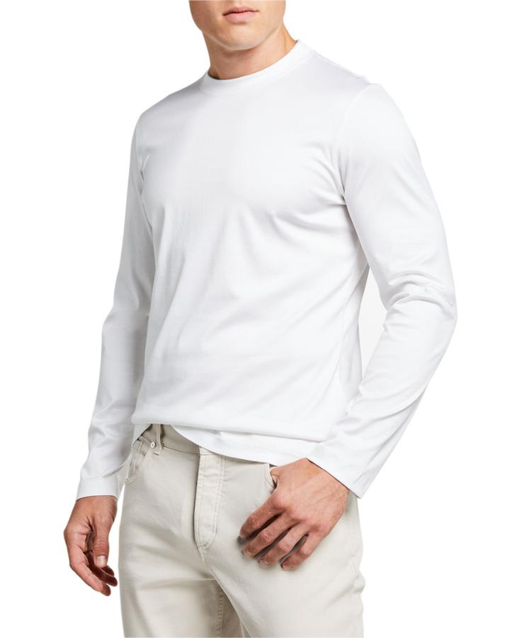 Men's Long-sleeve T-shirt With Two-tone Collar