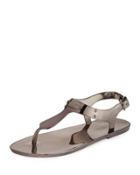 Mk Plate Jelly Sandal, Gunmetal
