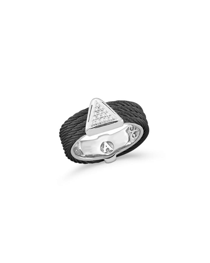 Multi-row Diamond Pave Triangular Ring, Black