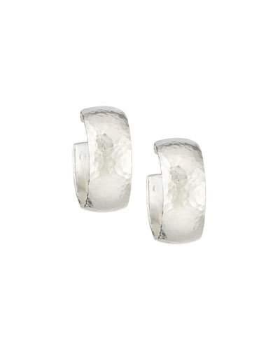 Small Wide Sterling Hoop Earrings
