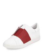 Vista Lizard-embossed Leather Sneaker, Plaster/berry