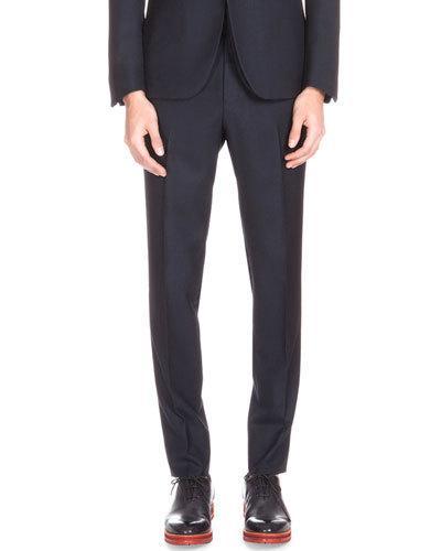 Straight-leg Wool Trousers, Navy