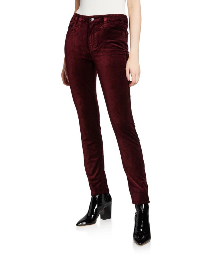 Skinny Mid-rise Velour Pants