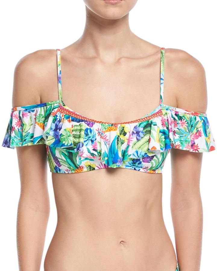 Cactus Enchantress Off-the-shoulder Ruffled Top