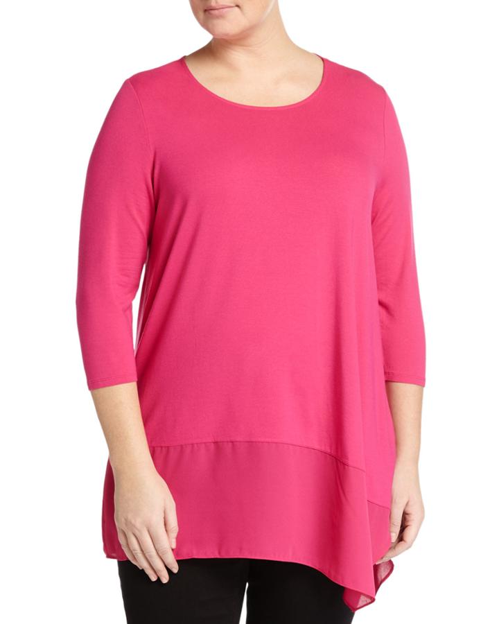Vince Camuto Plus Asymmetric 3/4-sleeve Tee, Ruby Pink, Women's,