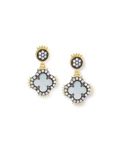 Two-tone Clover Spike Drop Earrings