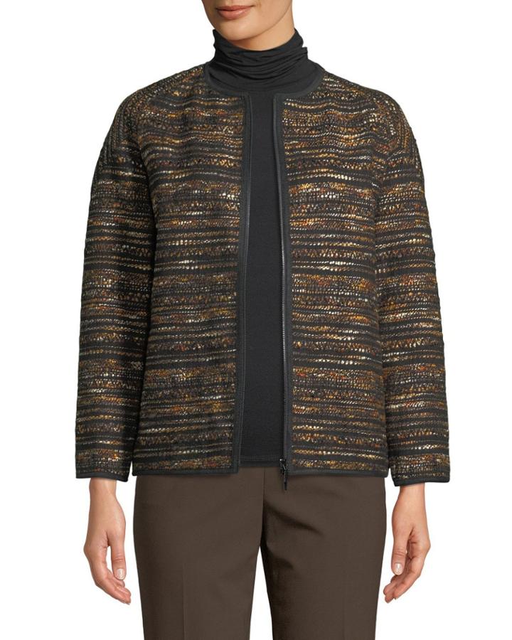 Alexa Zip-front Tweed Jacket