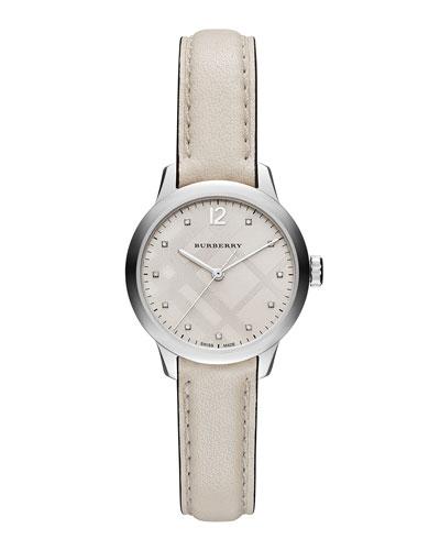 32mm Round Stainless Watch With Diamonds
