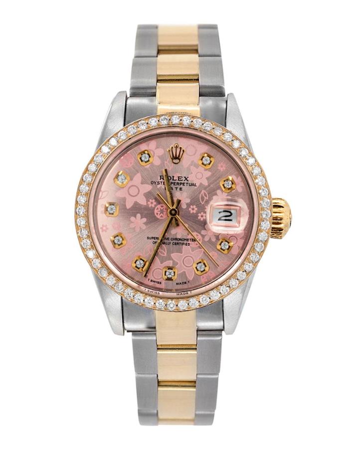 Pre-owned 34mm Diamond Oyster Perpetual Datejust Watch In Two-tone