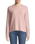 Cashmere Braided-sleeve Ribbed Pullover
