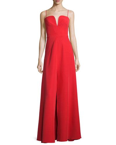Sleeveless Sweetheart Front-slit A-line Gown