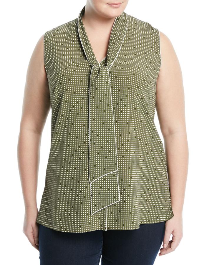 Dana Sleeveless Tie-neck Silk Blouse,