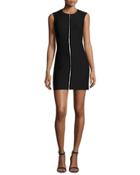 Susannah Sleeveless Full-zip Bodycon Mini Dress, Black
