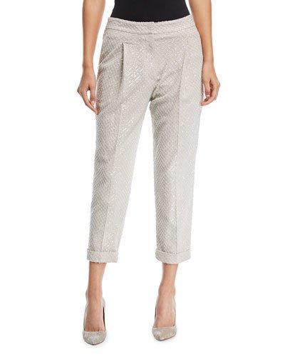 Shimmer Pleated Ankle Pants