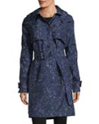 Star-print Belted Snap-front Trench Coat