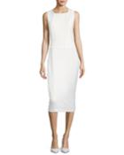 Sleeveless Seamed Sheath Wool Dress