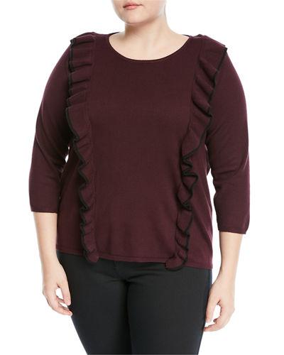Tipped-ruffle 3/4-
