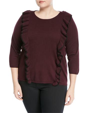 Tipped-ruffle 3/4-