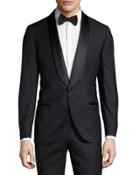 Shawl-lapel Two-piece Tuxedo Suit, Navy Blue