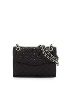 Quilted Mini Leather Shoulder Bag, Black