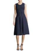 Sleeveless Fit & Flare Dress With Piping