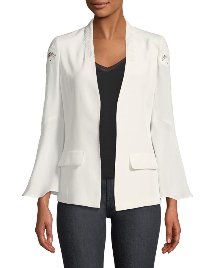 Jayleen Lace-inset Open-front Jacket