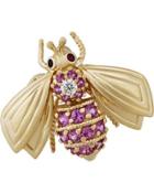 18k Bee Brooch W/ Diamond, Sapphires, Rubies
